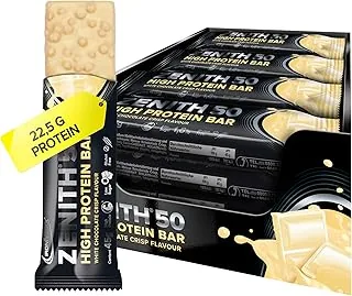 IronMaxx Zenith 50 Baton Proteinowy – White Chocolate Crisp, 50% Białka, Niska Zawartość Cukru i Węglowodanów, z Niezbędnymi Aminokwasami, 16 × 45 g