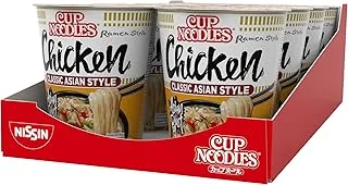 Nissin Cup Noodles – Tasty Chicken, 8 sztuk, Soup Style makaron instant, o smaku mięsa z kurczaka i warzywami, szybkie przygotowanie w kubku, azjatyckie jedzenie (8 x 63 g)