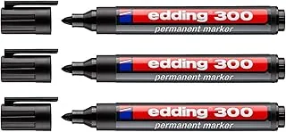 Edding 4-300001 300 przemysłowy marker permanentny, okrągła końcówka, do opisywania kartonu, metalu, gumy i szkła, czarny (1,5-3 mm, 3 sztuki)