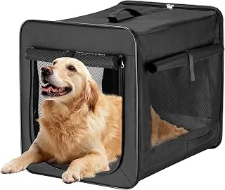 Wiltec Składany transporter dla psa i kota XXL (106x71x81cm), klatka transportowa z poduszką, lekka torba do samochodu dla zwierząt do max. 35 kg