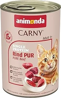 Carny mokra karma dla kotów Single Protein Rind Pur (6 x 400 g), mokra karma dla kotów z tylko jednym źródłem białka animonda, karma dla dorosłych kotów