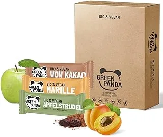 Green Panda© Wegańskie batoniki, Paleo Snack wegańskie, z biologicznymi składnikami, 12 x 30 g batonik Power w pudełku (3 różne smaki)