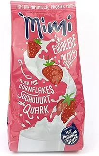 Mimi Mieszanka mleczna truskawkowa do napojów w proszku, 2 x 400 g, rozpuszczalny w ciepłym i zimnym mleku, mieszanka mleka z cukrem owocowym, smak truskawkowy, proszek do mleka o bardzo dobrej