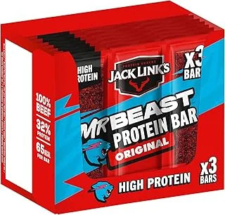 Jack Link's Original Proteinowy Baton z Wołowiny, Niskowęglowodanowe Batony Proteinowe, Baton Energetyczny, Przekąska Podczas Podróży i na Siłownię, Treningi, Wysokobiałkowa Przekąska (30 x 22.5 G)