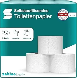 WEPA liquify papier toaletowy, samozpuszczalny – idealny na kemping, do kampera, na zewnątrz, statek wycieczkowy, podróż – 16 rolek po 250 arkuszy 2-warstwowych