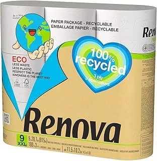 Renova Papier toaletowy w 100% z recyklingu i papier opakowanie 9 sztuk 921 g