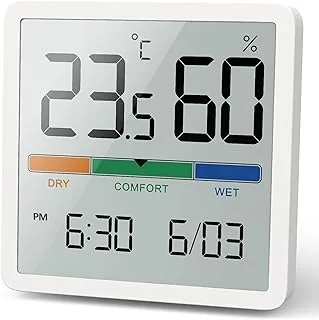 NOKLEAD cyfrowy termohigrometr, przenośny termometr z higrometrem, do wewnątrz, z wysoką dokładnością, temperatura i wilgotnościomierz, do kontroli klimatu wewnątrz (Biały)