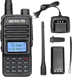 Retevis RT85 Walkie Talkie Dual Band, Dalekiego Zasięgu Krótkofalówka, Profesjonalne UHF VHF Two Way Radio Radiem FM, VOX, DTMF, LED dla Radioamatorów, Przygoda na Świeżym Powietrzu(Czarny, 1Szt)