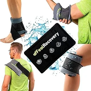 Kompres Żelowy Chłodzący na Kontuzje Sportowe (28x17 cm) - Okład Żelowy Ciepło i Zimno do Pierwsza Pomoc - Worki na Lód z Kompresyjna Taśma Elastyczna - Hot & Cold Gel Pack