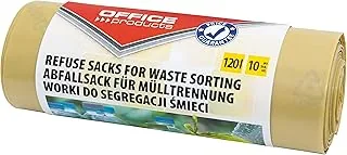 OFFICER PRODUCTS 22025232-06 worki na śmieci o pojemności 120 l | 10 worków na śmieci / 1 rolka | worek na śmieci na odpady domowe | do segregacji tworzyw sztucznych | odporne na rozerwanie (LDPE) |
