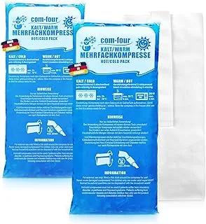 com-four® 2x duze wielokrotne kompresy z wysokiej jakosci polarowa oslona wielokrotnego uzytku, zimne i cieple kompresy z zelowym opakowaniem chlodzacym - Made in Germany
