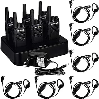 Retevis RT668 Walkie Talkie z Zestawem Słuchawkowym, Radiotelefon PMR446 Bez Licencji Krótkofalówka Dalekiego Zasięgu z Akumulatorem, Przenośne Radio Dla Bezpieczeństwa, Restauracji (Czarne, 6 Sztuk)