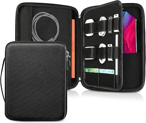 FINPAC etui na tablet do 13" iPad Air M4 M3 M2 2026-2024, 13" iPad Pro M5 M4, iPad Pro 12,9", 13" Surface Laptop, etui-portfolio z organizerem i paskiem na rękę do Magic/Smart Keyboard