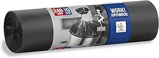 ANNA ZARADNA worki na śmieci, SUPERMOCNE, 240 l, 10 sztuk, do domu i do biura, z grubej folii LDPE, kolor: czarny, wyprodukowane z surowców wtórnych