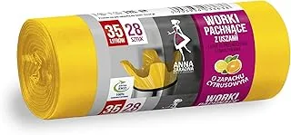 Anna Zaradna worki na śmieci z uszami, zapach CYTRUSOWY, 35l, 28 sztuk, kolor żółty