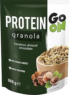 GO ON - Granola proteinowa 300g, musli bez cukru, chrupiące musli z białkiem, zdrowe śniadanie, płatki zbożowe - czekolada i orzechy