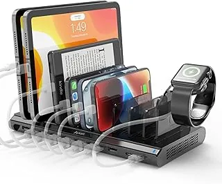 Alxum Stacja ładująca USB C z QC 3.0, 120W 10 Port Mutiple Charging Station z 60W 18W Dual PD Port dla laptopa, tabletu, telefonu, Pixel, i więcej