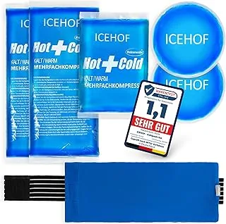 ICEHOF Kieszeń na lód (5x) z powłoką z włókniny - długi czas chłodzenia, różne rozmiary - Kieszeń na zimno wielokrotnego użytku żel chłodzący zimny kompres