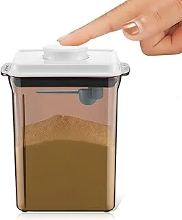 Szczelny dozownik mleka w proszku 2,3 l, przenośna skrzynka na mleko w proszku, pojemnik na mleko w proszku z łyżeczką, obsługa jedną ręką, ochrona przed promieniowaniem UV, zdejmowany, do
