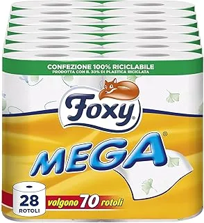 Foxy 8008260101033 Papier Toaletowy, Biały/Zielony, 28 sztuk / 500 arkuszy