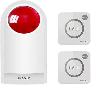 SINGCALL Zdalny Zestaw Alarmowy Syreny Stroboskopowa Wodoodporny Outdoor Głośno Panic Sos System Ostrzegawczy dla /Home / Shop / Hotel /School 300ft 1 Czerwona Migająca Syrena+ 2 Przyciski Wywoławcze