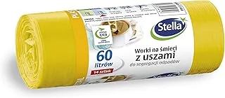 Stella worki na śmieci z uszami, do segregacji METAL i PLASTIK 60l, 14 sztuk,na odpady domowe lub do biura z grubej folii LDPE