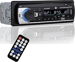 Radio samochodowe NK Auto - 1 DIN - 4x40W - Bluetooth 4.0, AUX, odtwarzacz MP3 i podwójny port USB, dźwięk stereo FM, zestaw głośnomówiący, pilot zdalnego sterowania, wyświetlacz LCD, iOS & Android