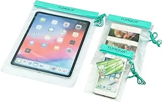 YUMQUA Wodoszczelna torba, sucha torba na aparaty/telefony komórkowe/iPad/torba na dokumenty, nadaje się do podróży/do domu/na zewnątrz/do sportów wodnych, niebiesko-zielony, worek do pakowania