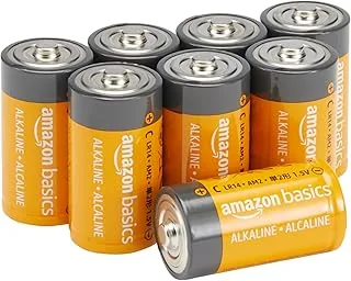 Amazon Basics Baterie alkaliczne C, do wszelkich zastosowań, 5-letni okres przydatności, opakowanie 8 sztuk