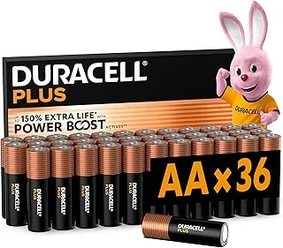DURACELL Baterie Plus AA, 36 szt., baterie alkaliczne 1,5 V–nawet do 150% więcej energii dzięki formule POWER BOOST ze składnikami aktywnymi–do urządzeń codziennego użytku–MN1500