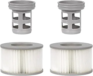WuYan 2 zestaw akcesoriów spa do wanny z hydromasażem do Mspa, zawiera 2 szt. wymiennych wkręcanych adapterów podstawy, 2 szt. nadmuchiwanego filtra basenowego z gorącymi źródłami