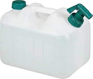 Relaxdays Kanister na wodę z kranem, 10 litrów, tworzywo sztuczne, bez BPA, zakręcana, uchwyt, kanister kempingowy, biały/zielony