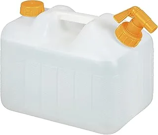 Relaxdays Kanister na wodę z kranem, 10 litrów, tworzywo sztuczne bez BPA, pokrywa, uchwyt, zbiornik, biały/pomarańczowy