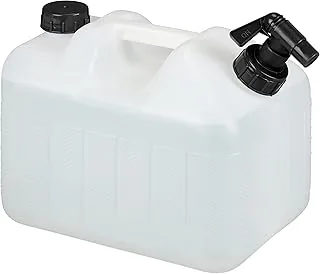 Relaxdays Kanister na wodę z kurkiem, 10 litrów, tworzywo sztuczne bez BPA, zakrętka, uchwyt, kanister kempingowy, biały/czarny