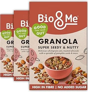 Bio&Me - Super seedy and Nutty Granola | wegańska, bez dodatku cukru, kochająca jelita, opakowanie 3 x 360 g