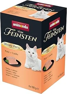 vom Feinsten Mildes Menu Indyk + łosoś (6 x 100 g), mokra karma dla kotów bez zbóż i cukru od animonda, lekkostrawna karma dla kotów z mięsem indyka