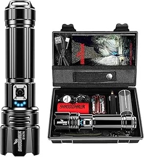 Shadowhawk Taschenlampe Led 500000 Lumen, Extrem Hell Taschenlampe USB Aufladbar Taktische Taschenlampen Mit holster XHP70.2, IP67 Wasserdicht 5 Lichtmodi für Camping Wandern Notfälle