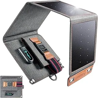 BigBlue Panele słoneczne 14 W z USB (5 V/2,4 A), wodoodporność IPX4, składana przenośna ładowarka do telefonu słonecznego, kompatybilna z iPhone, tabletem, Samsung LG itp