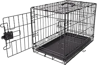 Amazon Basics Składana klatka dla psa z drutu metalowego z podstawą, pojedyncze drzwi, czarna, dł. 56 x szer. 33 x wys. 40 cm