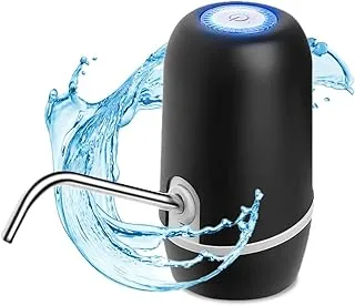 NK Dozownik wody - automatyczny dozownik wody, ładowanie USB, stalowy dozownik, BPA Free, zimna woda, 1200mAh, przenośny, do butelek i karafek o pojemności 1,5L, 5,7L, 10L ... - kolor czarny