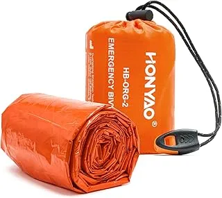 HONYAO Koc ratunkowy, do spania, survivalu, na biwak, pierwszej pomocy, wodoszczelny, namiot awaryjny, ultralekki, z gwizdkami sygnalizacyjnymi, na kemping, wędrówki