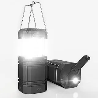 Solarne latarnie kempingowe z korbą ręczną, latarka LED bez przyłącza prądu, bateria awaryjna 3000 mAh, zasilanie bateryjne, wodoszczelna do wędrówek, zestaw survivalowy
