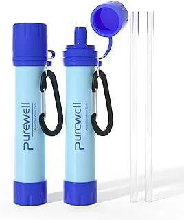 Purewell Filtr do wody na świeżym powietrzu – ultradrobny filtr 0,01 μm usuwa 99,99% bakterii i metali ciężkich | 1500 litrów pojemności filtra | Przenośny filtr do wody pitnej z karabinem do