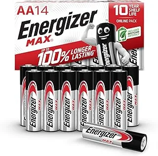 Energizer Max bateria AA (14 sztuk) – baterie alkaliczne 1,5 V – zasilanie do różnych urządzeń codziennego użytku – opakowanie w 100% bez plastiku nadające się do recyklingu – 10 lat [wyłącznie w