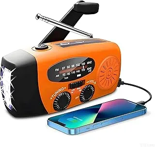 Radio solarne, przenośne radio z korbą, radio dynamo z AM/FM, radio awaryjne z korbą, powerbank 2000 mAh, latarka LED, ładowarka do telefonu komórkowego, na kemping