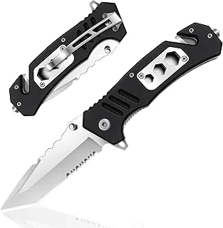 Scyzoryk 6-w-1 Multitool ze stali nierdzewnej 3Cr13, uchwyt G10, przenośny nóż składany survivalowy do wędrówek na świeżym powietrzu, czarny