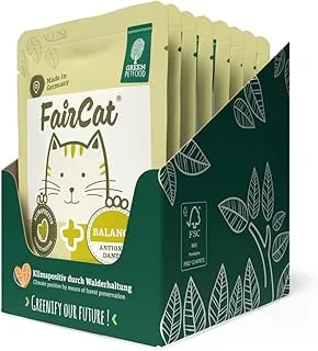 Green Petfood FairCat Balance (8 x 85 g), bezzbożowa karma dla dorosłych kotów, z kurczakiem dla zwierząt, mokra karma z zieloną herbatą i witaminą C + E, 8 sztuk
