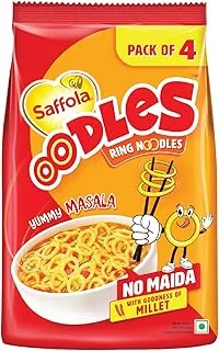 Saffola Oodles, bez makaronu owsianego Maida, pakiety makaronu błyskawicznego, zdrowy makaron masala, makaron pierścieniowy, 212 gramów (4 porcje)