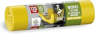 Anna Zaradna Worki z uszami do segregacji odpadów PLASTIK, METAL 120L 10szt żółte