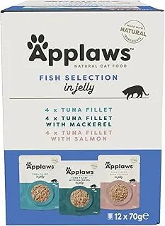 Applaws Premium Natural mokra karma dla kotów, wybór ryb w galaretce, 70 g, worek porcjowany (12 x 70 g)